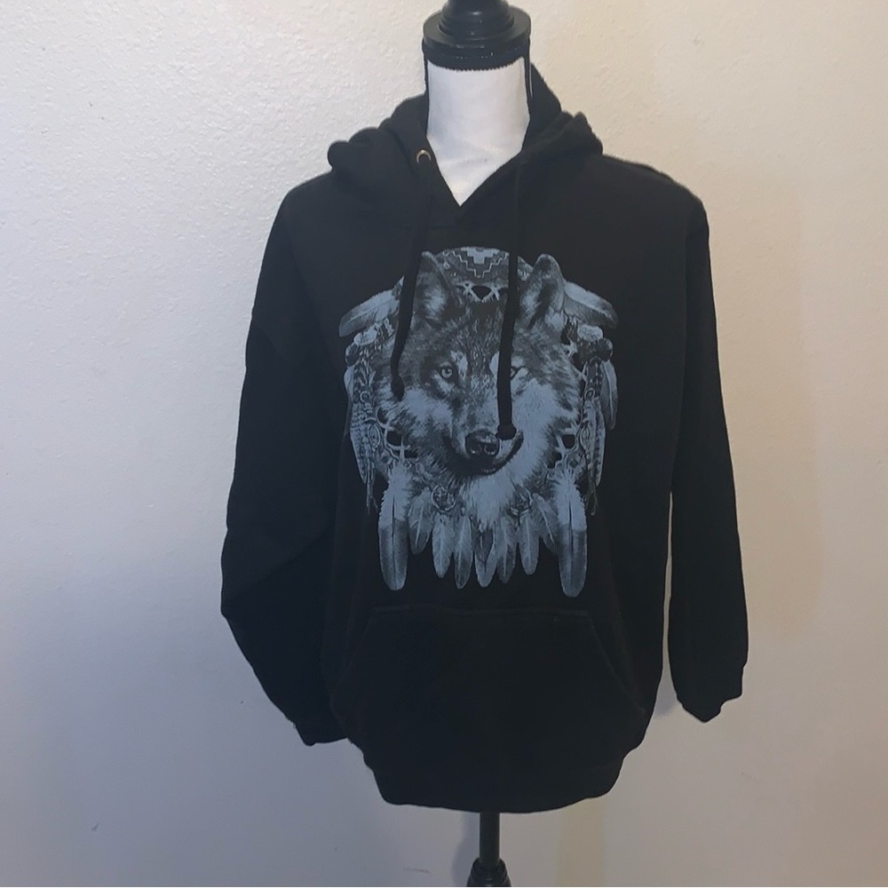 Pacific & Co black Indian wolf The perfect hoodie pullover sweatshirt